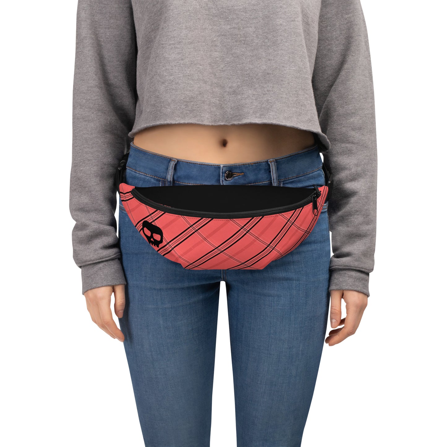 Skull Red Plaid — Fanny Pack