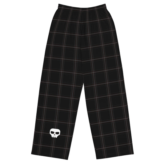 Skull Plaid - unisex wide-leg pants