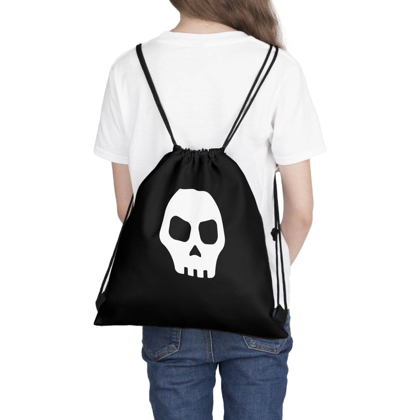 CRE8-or-DIE Skull — Outdoor Drawstring Bag (Black)