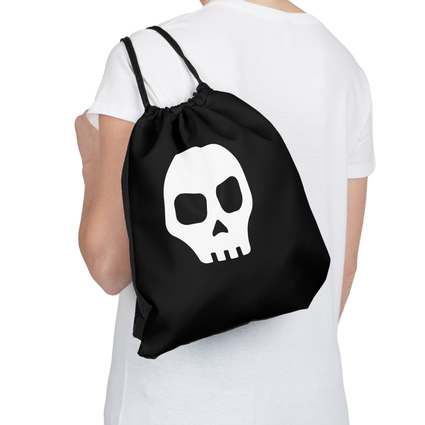 CRE8-or-DIE Skull — Outdoor Drawstring Bag (Black)